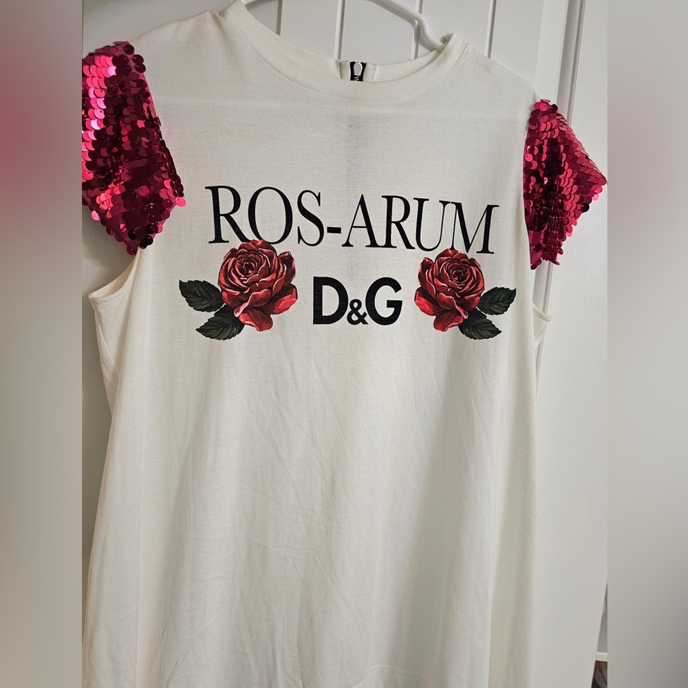 Dolce & Gabbana White Top with Red Sequin Detail